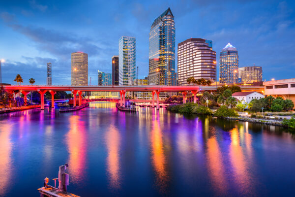 Edited photo of city of Tampa.