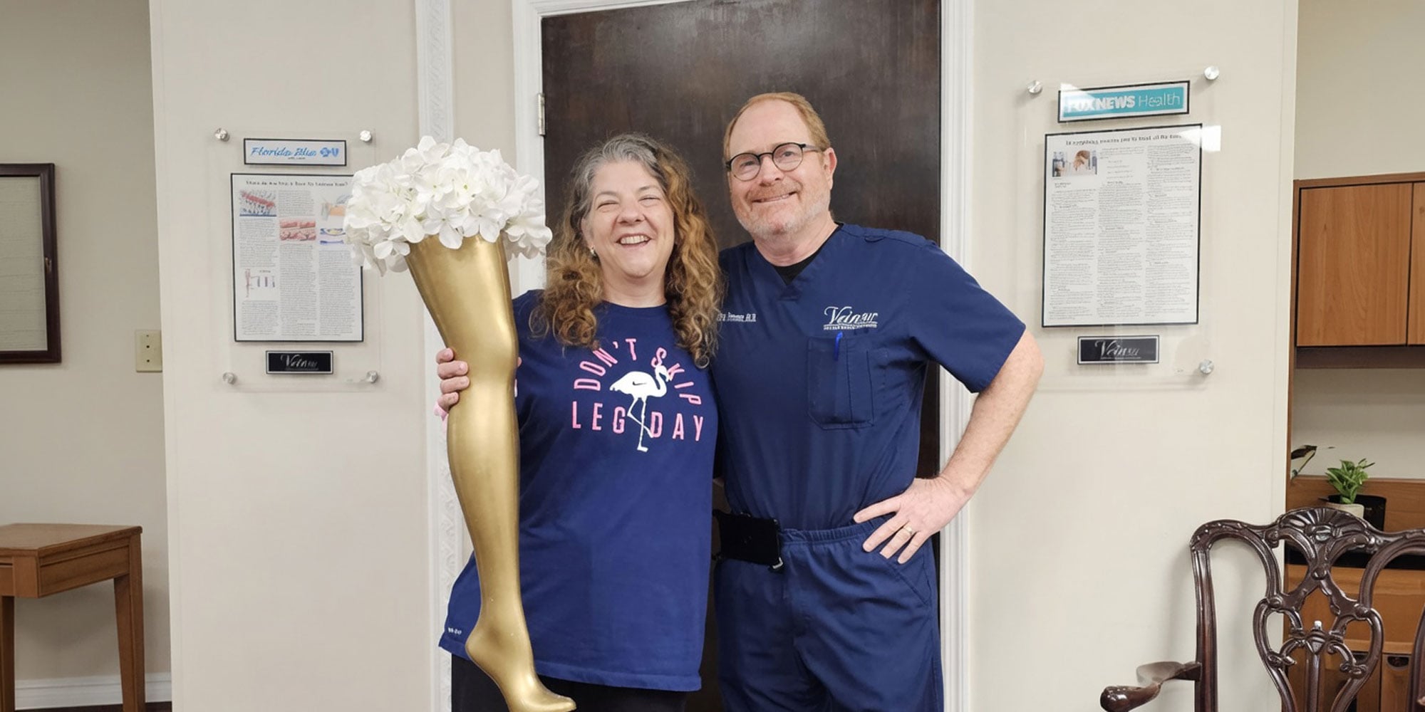 Dr. Chris Pittman with a patient at Vein911